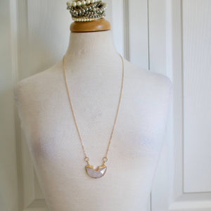 TISH jewelry - Taya  Half Round Clear Quartz Necklace