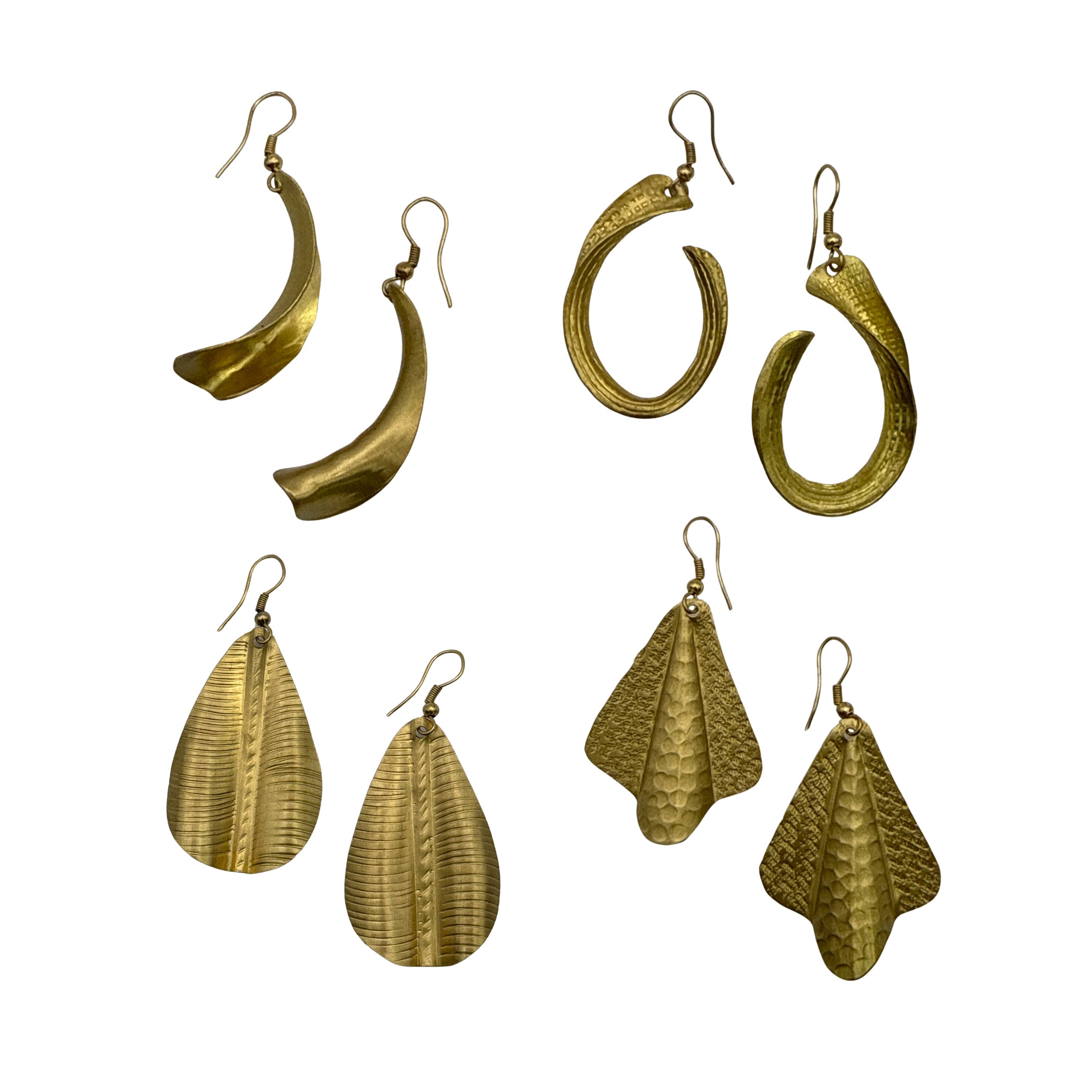 Treasure Jewelry - Handcrafted Hammered Brass Earring Set