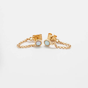 Admiral Row Gold Opal Chain Huggies