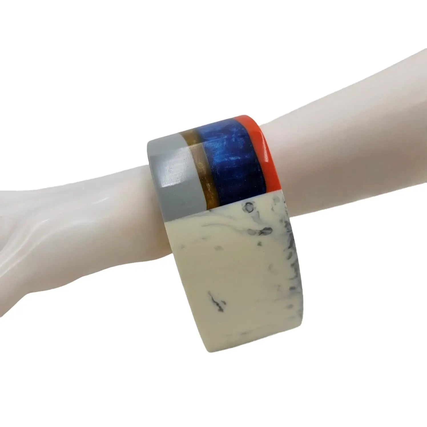 Treasure Jewelry - Multicolor Layered Resin Bangle Handmade Lucite Resin Bangle