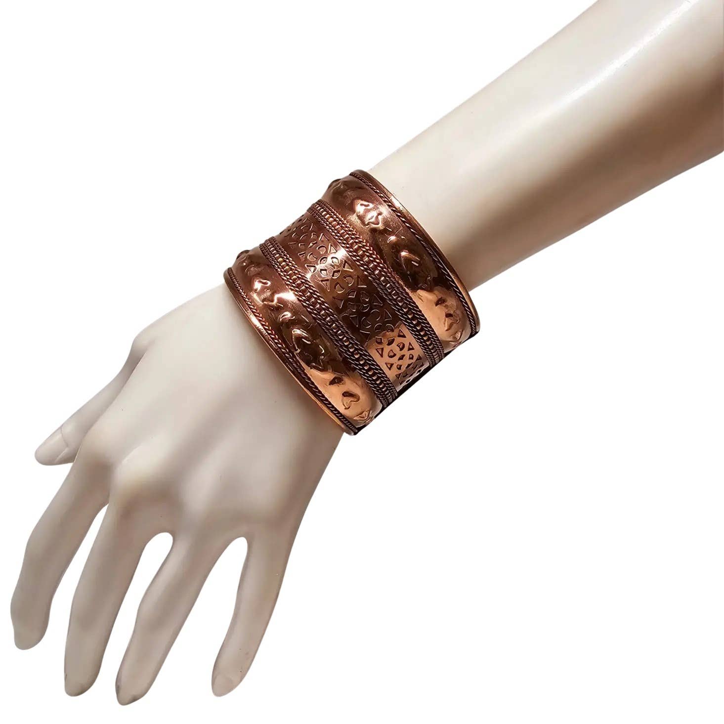 Treasure Jewelry - Intricately Etched Copper Cuff Bracelet