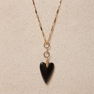 TISH jewelry Serena Black Agate Heart Necklace