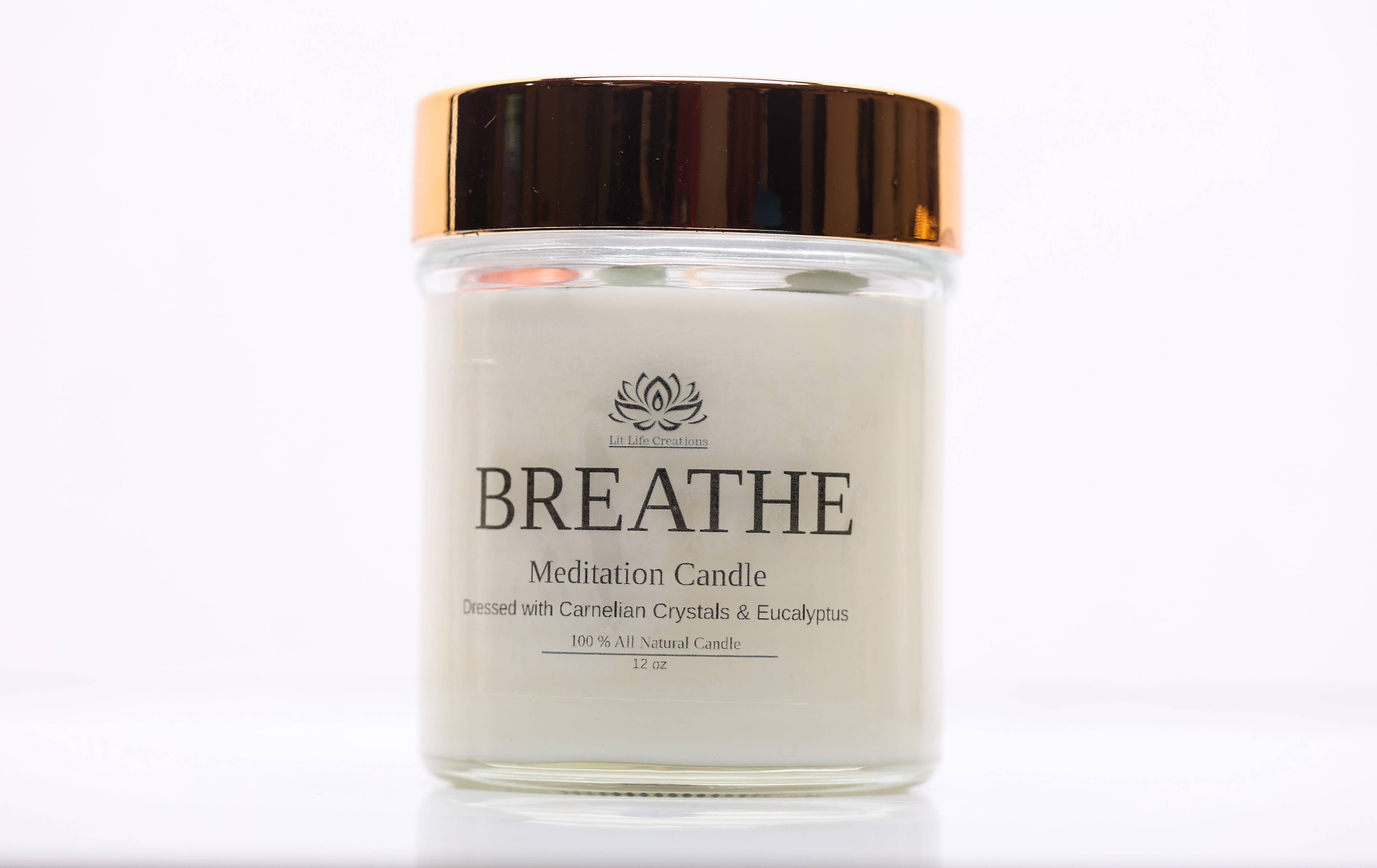 Lit Life Creations - Breathe-Eucalyptus-12oz Meditation Candle ( 100% Soy)