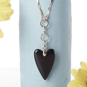 TISH jewelry Serena Black Agate Heart Necklace