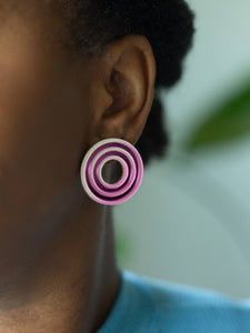 Moon-Seed - Isla Studs - Pink Acrylic Colorful Statement Earrings