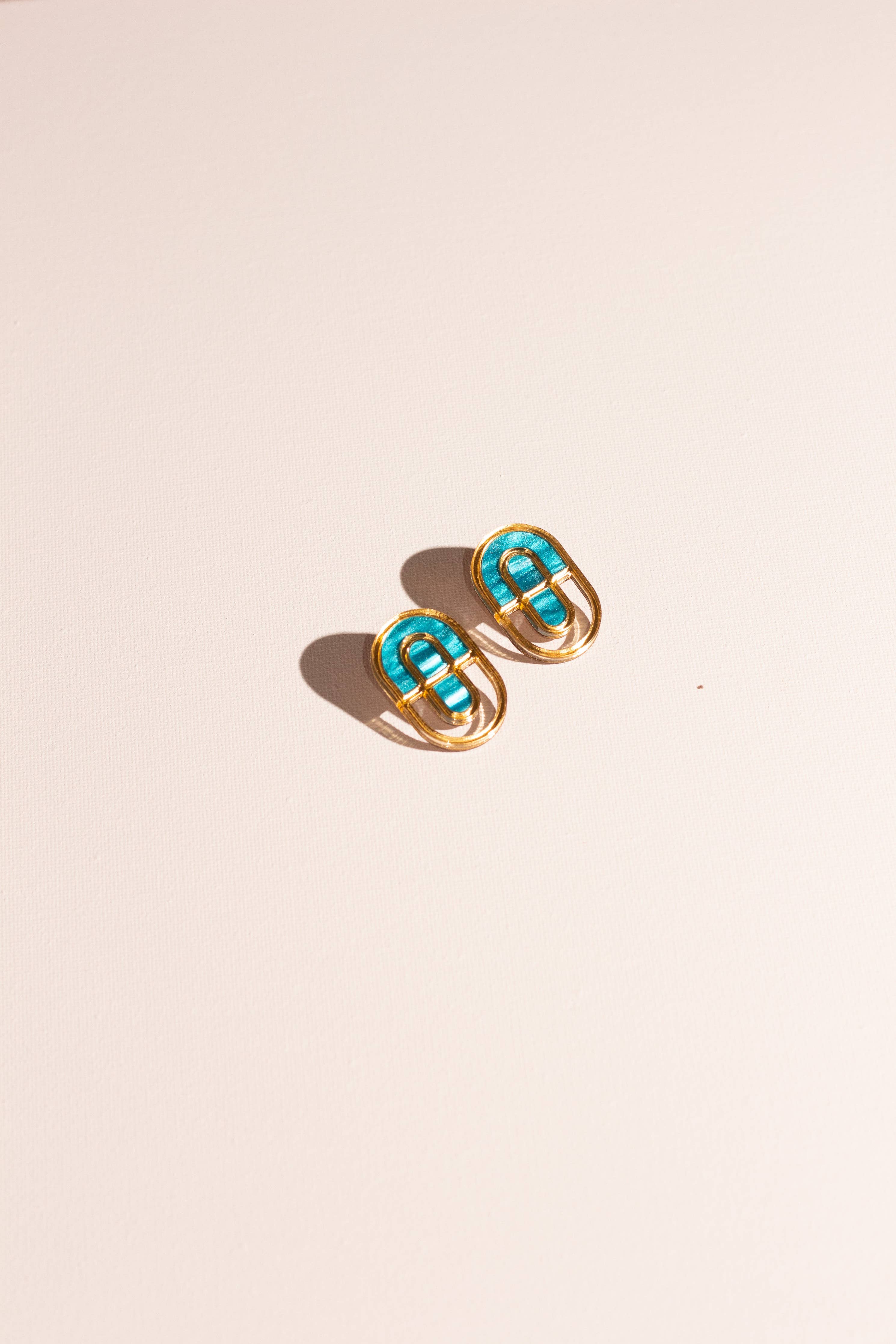 Moon-Seed - Devin No. 1 - Multicolor Gold Statement Stud Earrings