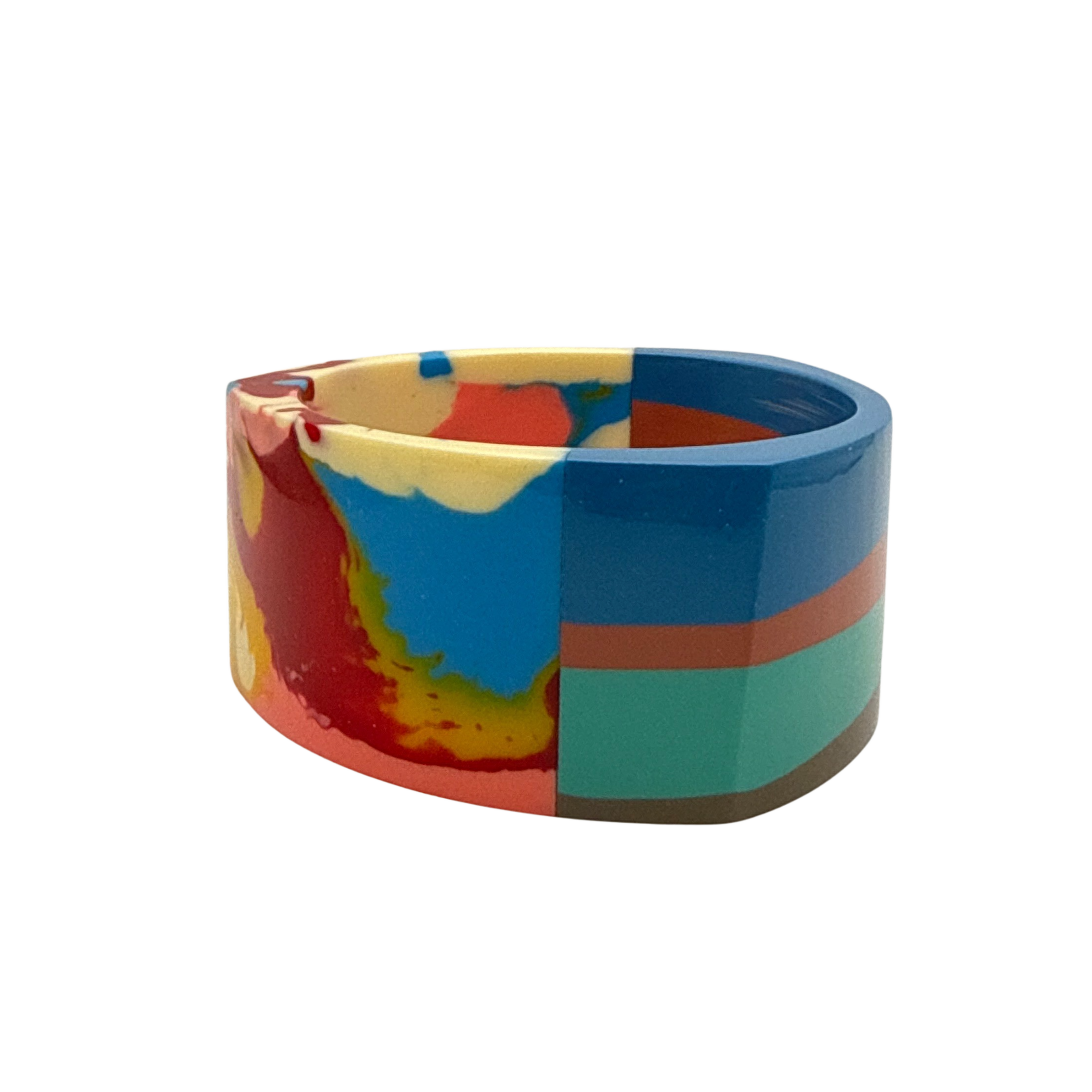 Treasure Jewelry - Multicolor Layered Resin Bangle Handmade Lucite Resin Bangle