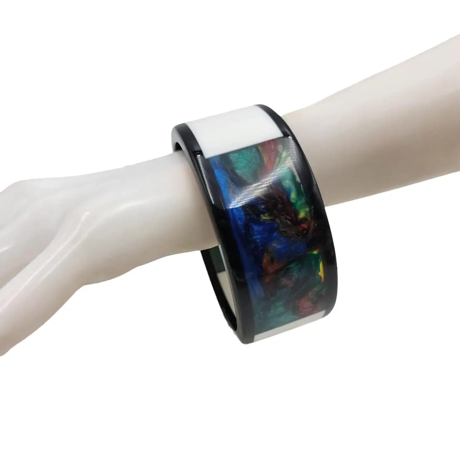 Treasure Jewelry - Multicolor Layered Resin Bangle Handmade Lucite Resin Bangle