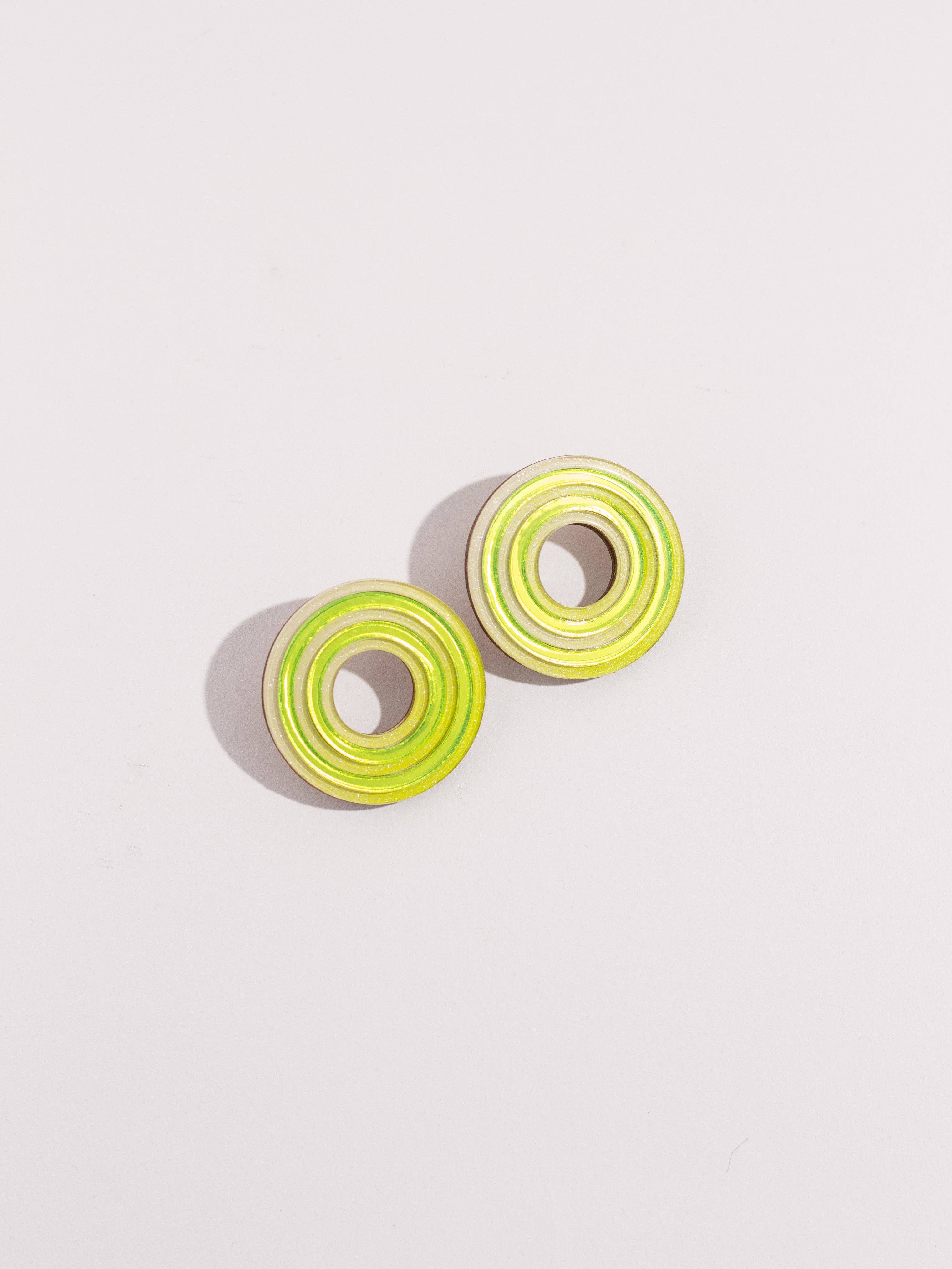 Moon-Seed - Isla Studs - Chartreuse Green Colorful Statement Earrings