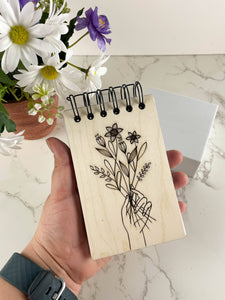 Applefallsprints - Handcrafted Wooden Notepad: Handpicked Flowers