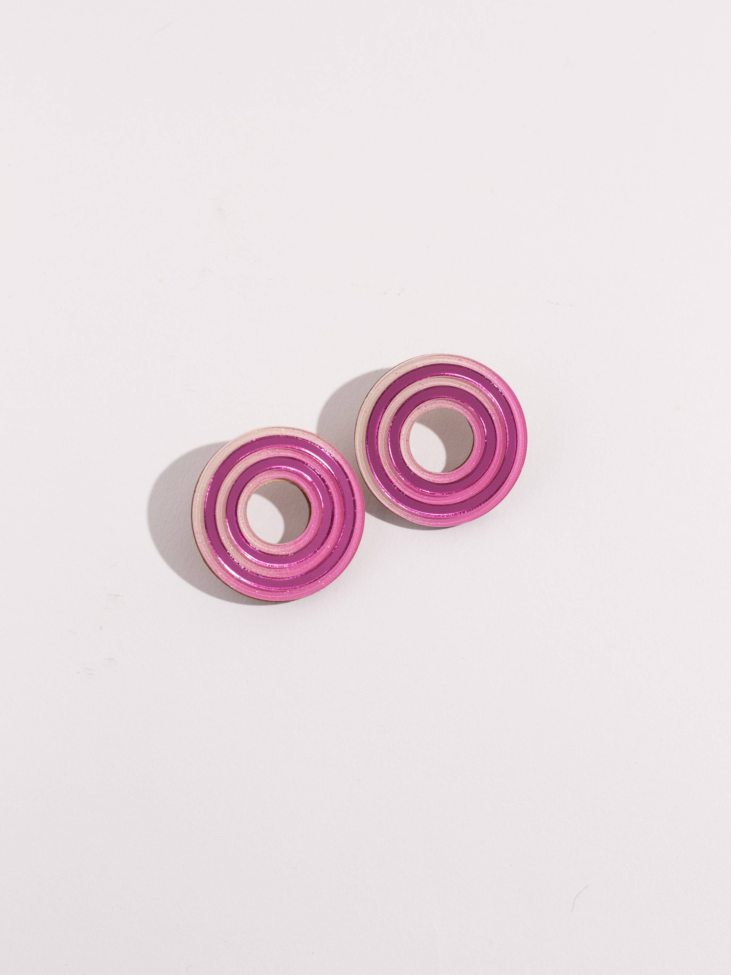 Moon-Seed - Isla Studs - Pink Acrylic Colorful Statement Earrings