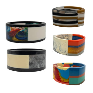 Treasure Jewelry - Multicolor Layered Resin Bangle Handmade Lucite Resin Bangle