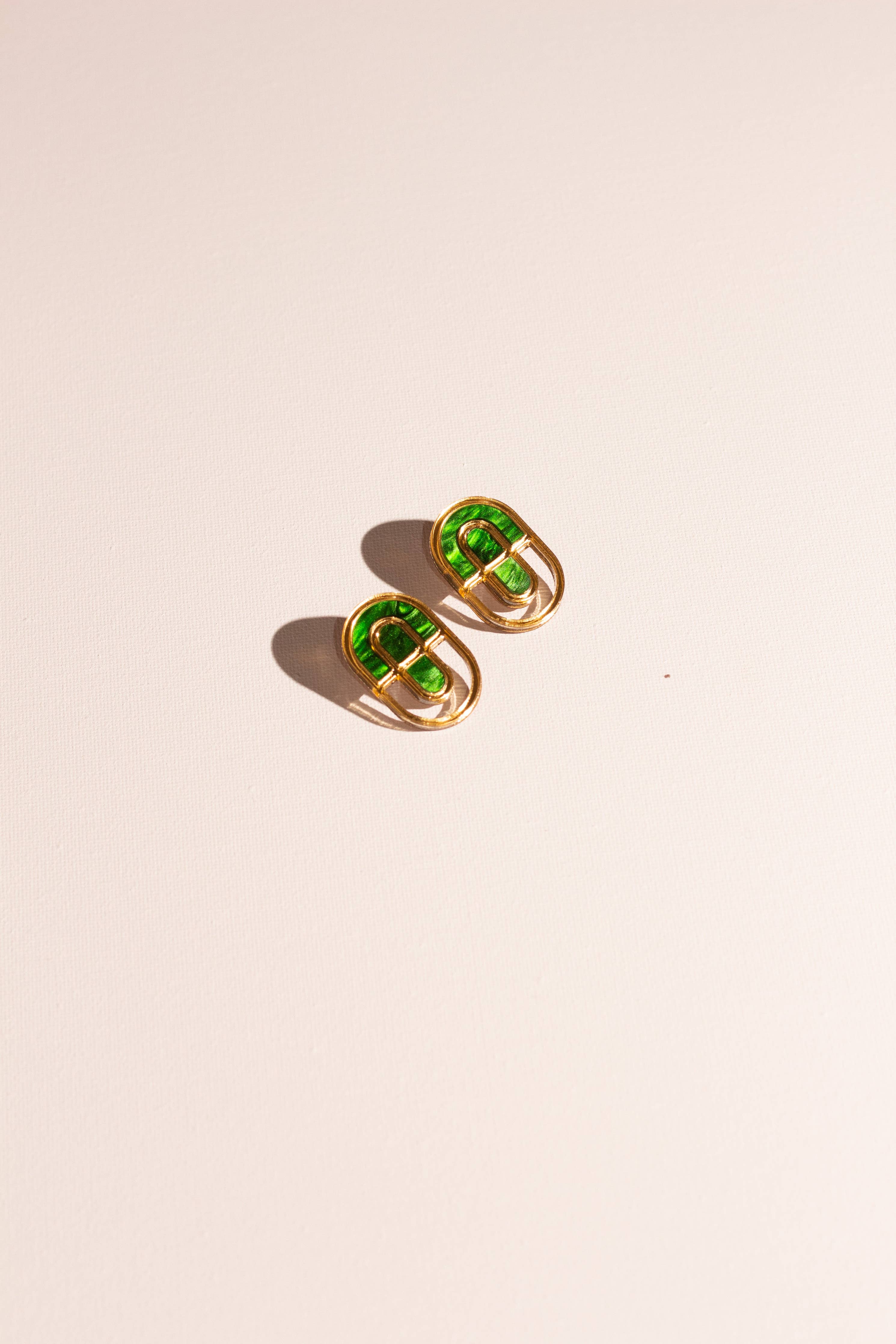 Moon-Seed - Devin No. 1 - Multicolor Gold Statement Stud Earrings