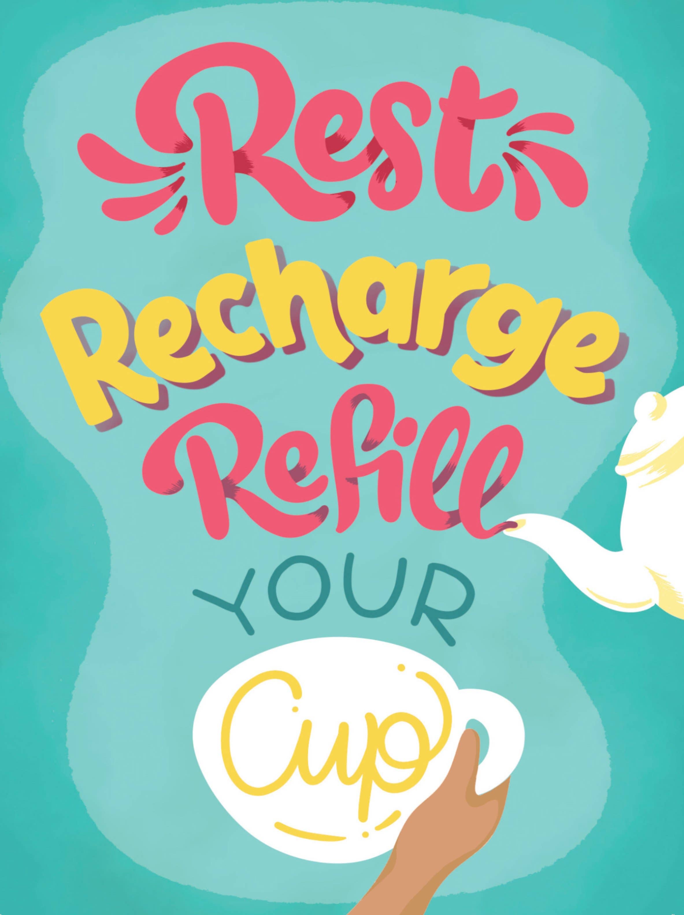 CheerNotes - Rest and Refill - wellness, self care, Black women card