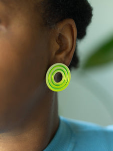 Moon-Seed - Isla Studs - Chartreuse Green Colorful Statement Earrings