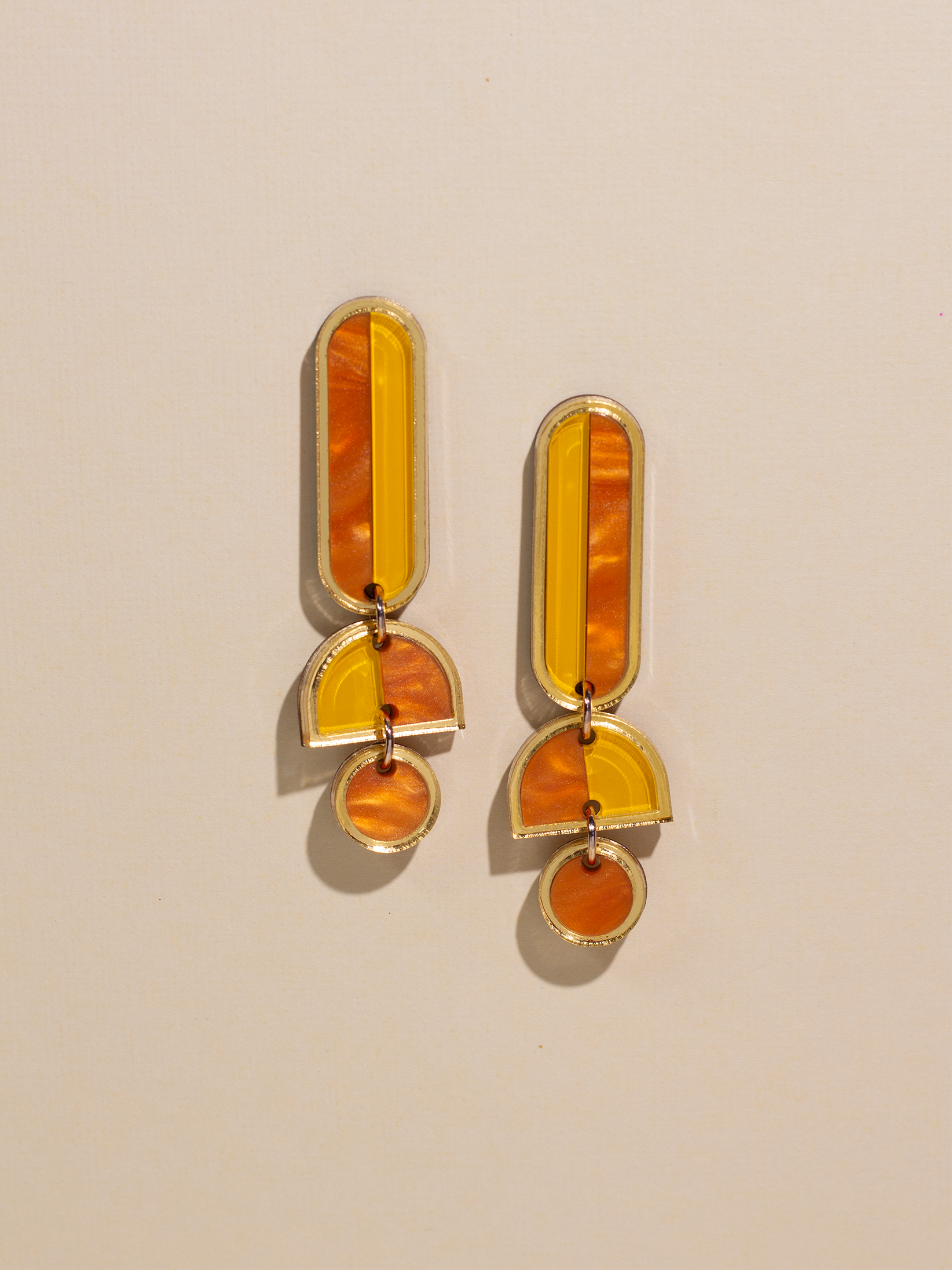 Moon-Seed - Lanie - Orange Gold Bold Acrylic Dangle Statement Earrings