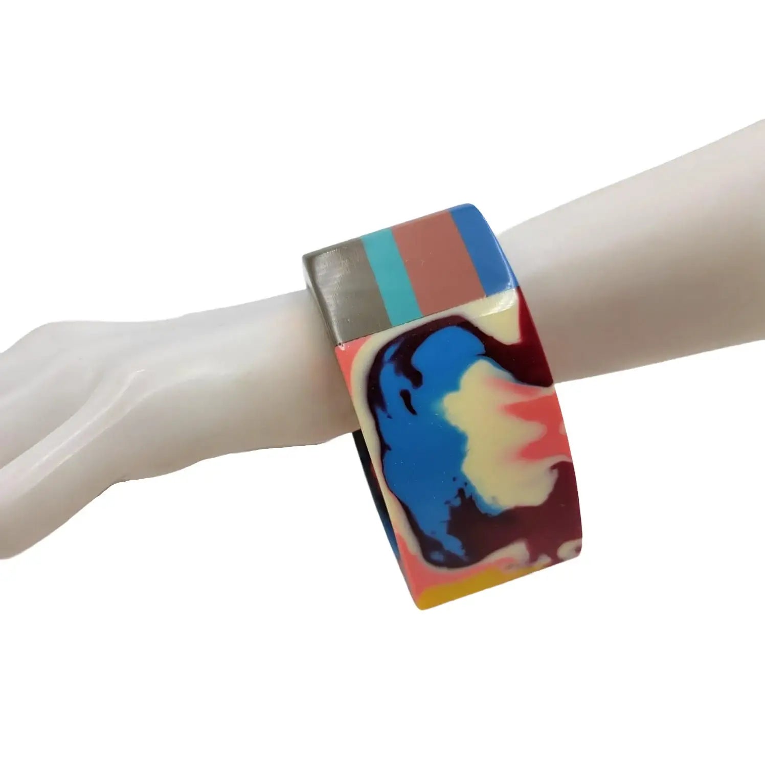 Treasure Jewelry - Multicolor Layered Resin Bangle Handmade Lucite Resin Bangle