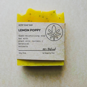 Soaps by Tina - Lemon poppy Hemp Soap Bar