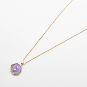 Admiral Row - Purple Crescent Moon Medallion Necklace