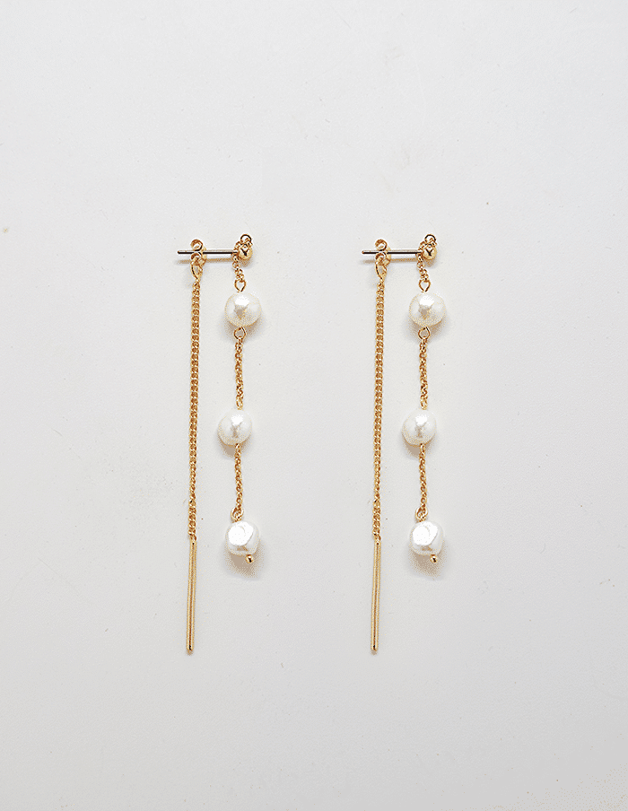 Admiral Row - Gold Pearl Chain Earrings