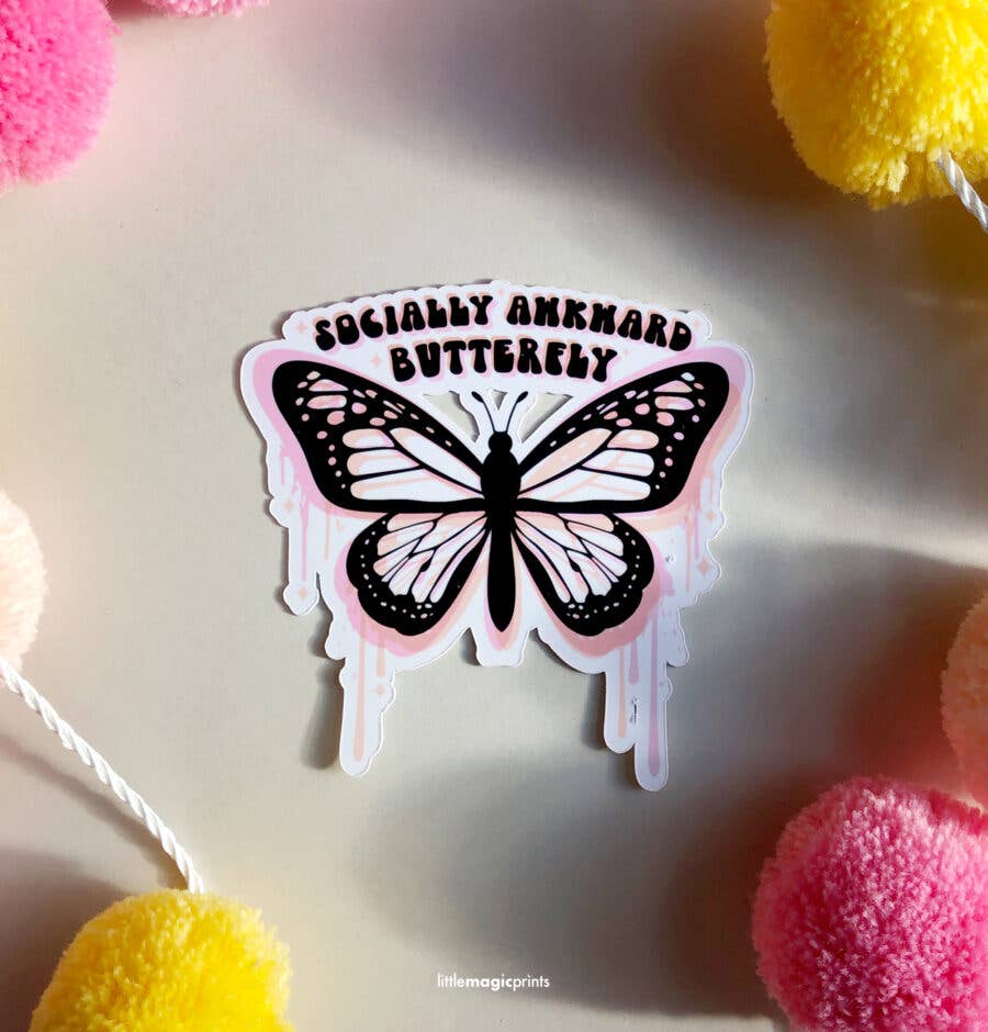 Socially Awkward Butterfly Sticker