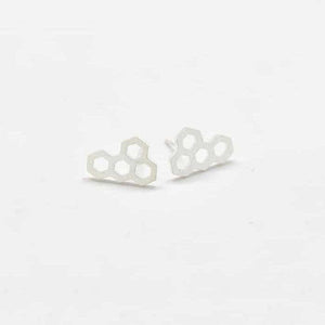 Silver Honeycomb Stud Earrings
