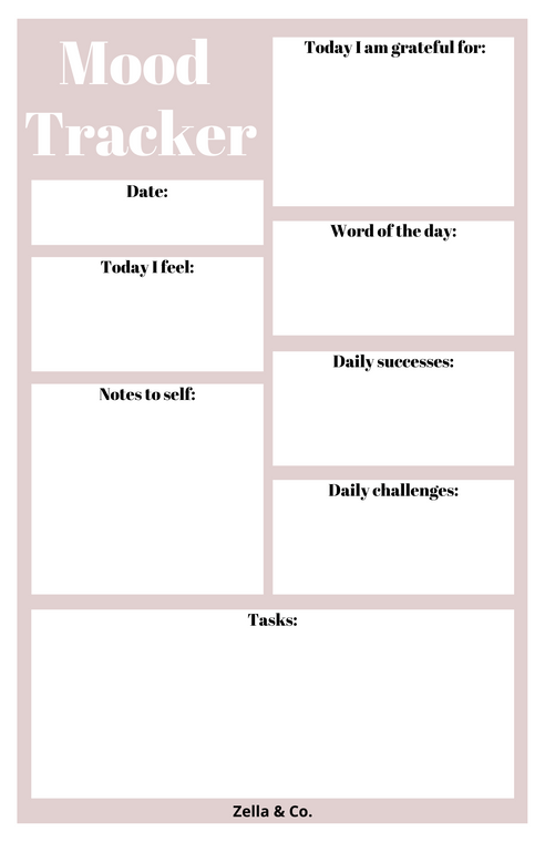 Zella Mental Health Mood Tracker Notepad