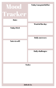 Zella Mental Health Mood Tracker Notepad